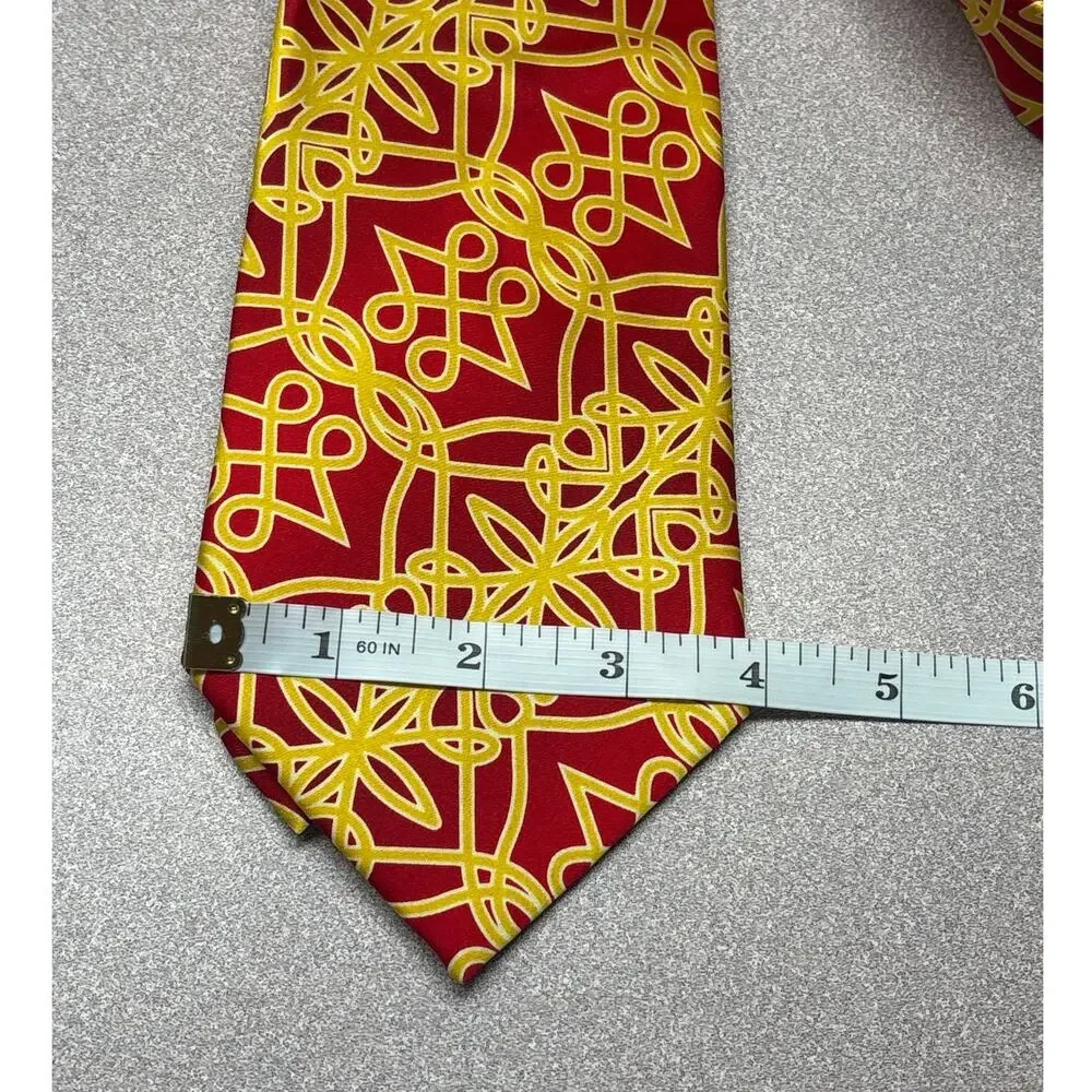 SetaZone Red Yellow Abstract 100% Silk Tie